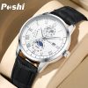 Poshi Top Brand Mens Watches Fashion Classic Quartz Wristwatch Luxury Calendar Week Display Man Watch Original