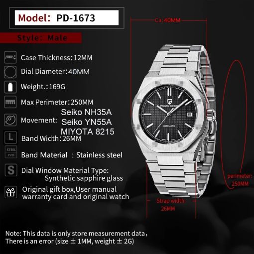 Pagani Designs 2023 New Automatic Mechanical Watch Nh35 Sapphire Stainless Steel Sports Waterproof 20bar Watch For 1