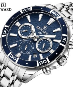 Reward Top Brand Man Casual Watch Luxury Luminous Wristwatch Stainless Steel Waterproof Men Date Calendar Clock