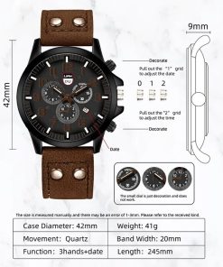 Reloj Hombre Fashion Mens Watches Luxury Men Casual Leather Quartz Watch Male Military Calendar Wristwatch Relogio 1