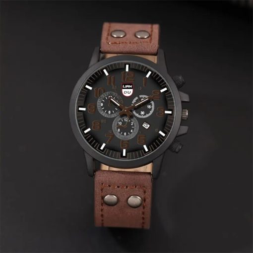 Reloj Hombre Fashion Mens Watches Luxury Men Casual Leather Quartz Watch Male Military Calendar Wristwatch Relogio 2