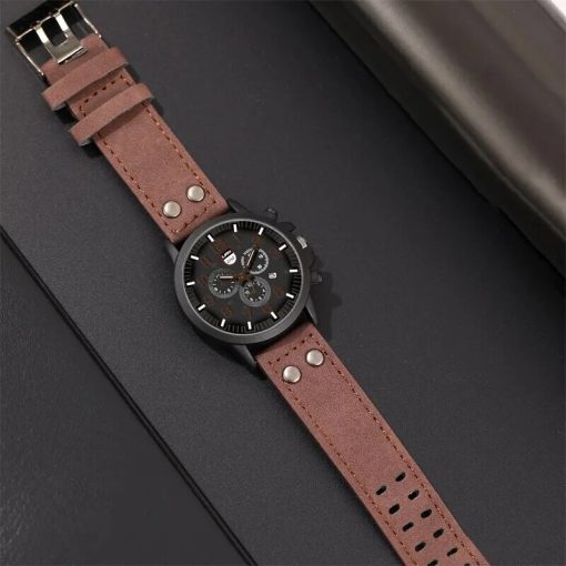 Reloj Hombre Fashion Mens Watches Luxury Men Casual Leather Quartz Watch Male Military Calendar Wristwatch Relogio 4