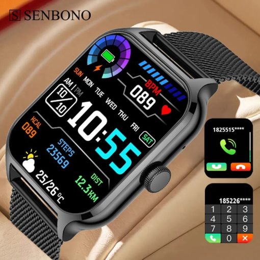 Senbono New Women Smartwatch Bluetooth Call Heart Rate Blood Oxygen Tracker Sport Smart Watch Women Men 6