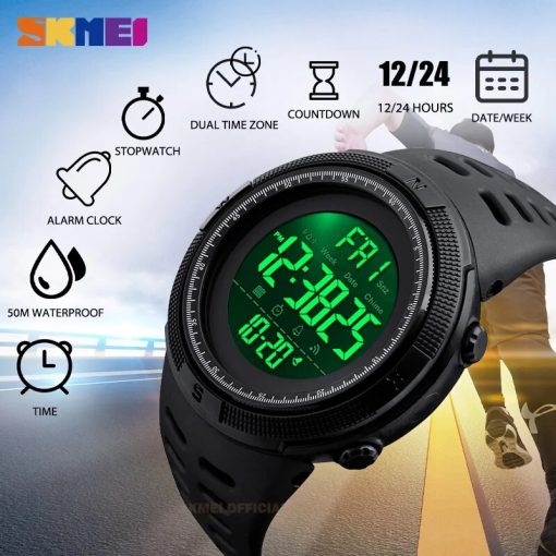 Skmei 1251 Sport Military Digital Men Watch Waterproof Electronic Countdown Mens Wristwatches Outdoors Clock 1560 Reloj 3