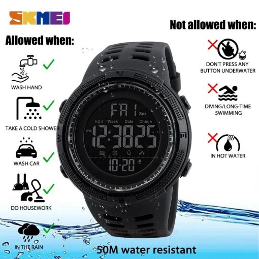 Skmei 1251 Sport Military Digital Men Watch Waterproof Electronic Countdown Mens Wristwatches Outdoors Clock 1560 Reloj 5