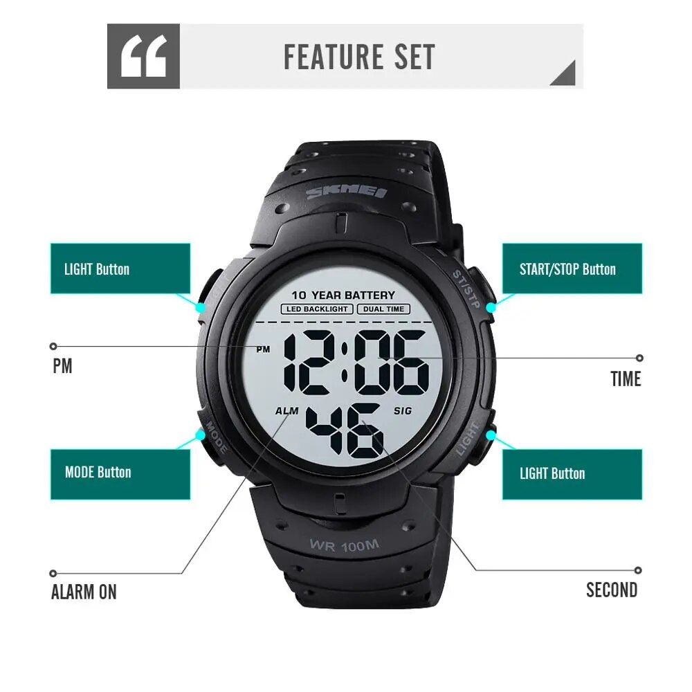 SKMEI-Outdoor-Sport-Watch-100M-Waterproof-Digital-Watch-Men-Fashion-Led-Light-Stopwatch-Wrist-Watch-Men-2