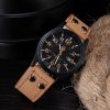 Soki 1pc Men Brown Quartz Watch With Circular Watch Dial Pointer Leather Date For Sports Daily