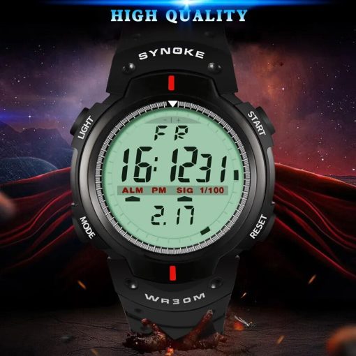 Synoke Men Electronic Watch Sports For Men Waterproof Luminous Multi Function Outdoor Mountaineering Large Screen Electronic 10