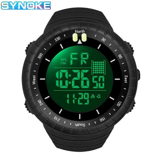 Synoke Watch Outdoor Sports Multifunctional Waterproof Shock Resistant Large Screen Display Luminous Led Digital Watch For 5