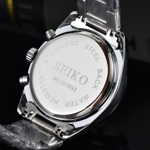 Seiko Men S Watch Stainless Steel Case Strap Quartz Movement High Quality Chronograph Multifunction Dial Automatic 1