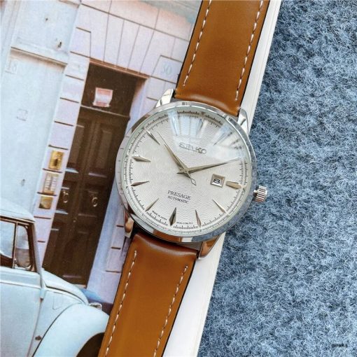 Simple Seiko Three Needle Delicate Dial Casual Quartz Men S Watch Comfortable Leather Strap Three Needle 4