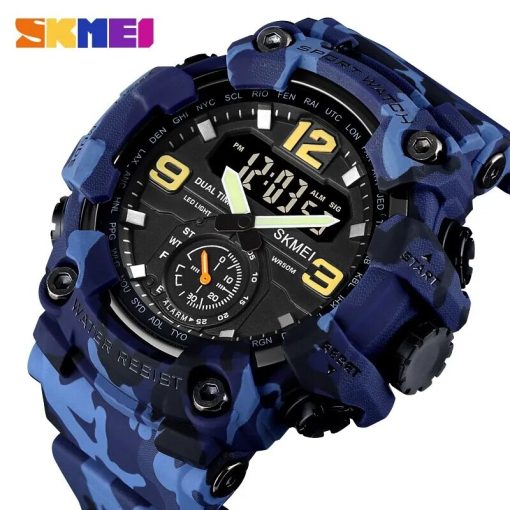 Skmei Multifunctional Chrono Digital Watches Mens Dual Movement 3 Time Sport Wristwatch Waterproof Electronic Clock Reloj