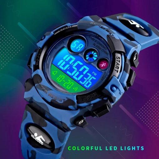 Trendy Colorful Digital Watch For Kids Waterproof Led Lights Luminous Children Wristwatch Boys Students Electronic Wrist 2