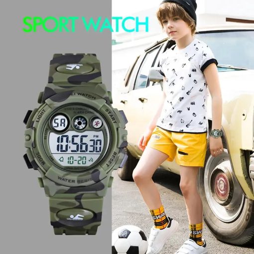 Trendy Colorful Digital Watch For Kids Waterproof Led Lights Luminous Children Wristwatch Boys Students Electronic Wrist 4