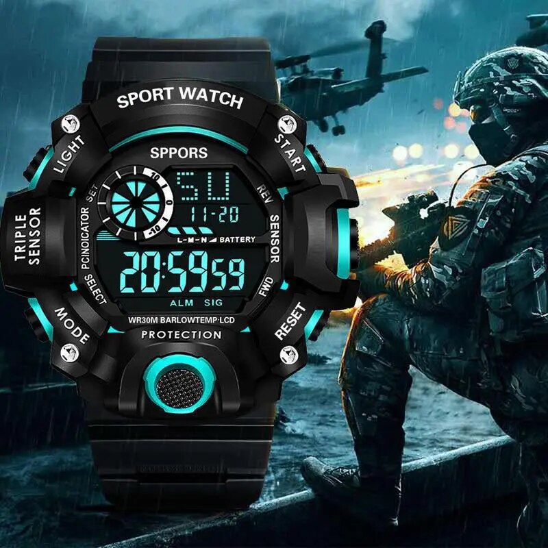 UTHAI-H117-Men-s-Watch-Fashion-Sports-Electronic-Wristwatch-Large-dial-Multifunctional-Waterproof-Luminous-Alarm-Male