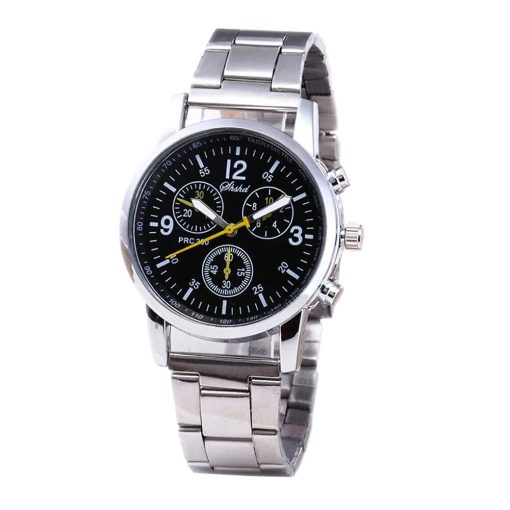 Watch For Men Luxury Classic Stainless Steel Silver Strap Round Dial Watch Glass Dial Male Quartz 1