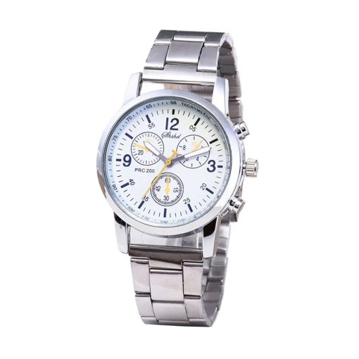 Watch For Men Luxury Classic Stainless Steel Silver Strap Round Dial Watch Glass Dial Male Quartz 2