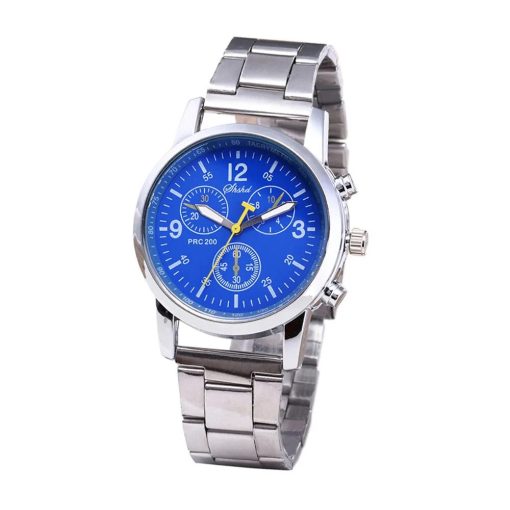 Watch For Men Luxury Classic Stainless Steel Silver Strap Round Dial Watch Glass Dial Male Quartz