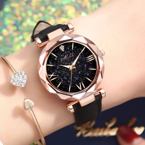 Women Watch Rhinestone Romantic Starry Sky Wristwatch Fashion Ladies Leather Watch Clock For Women Relogio Feminino