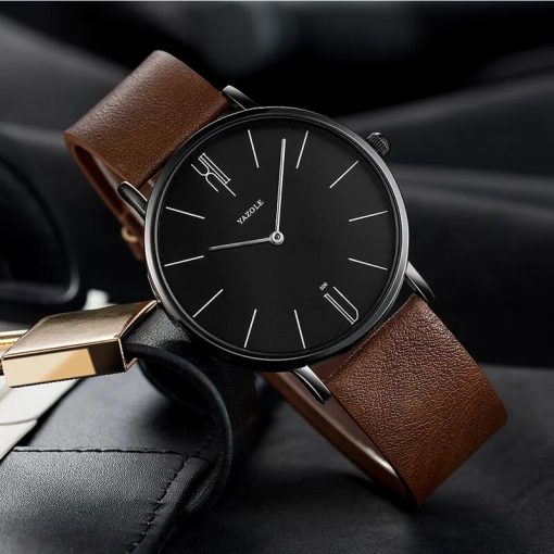 Yazole Top Brand Luxury Men Watch Leather Quartz Wristwatches Men S Business Watch Wristwatch Casual Clock 1