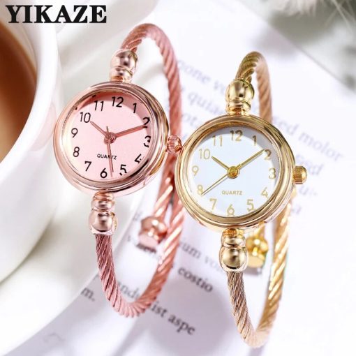 Yikaze Women Bracelet Watch Small Gold Bangle Women Watches Stainless Steel Retro Ladies Quartz Wristwatch Clock 1