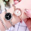 Yikaze Women Bracelet Watch Small Gold Bangle Women Watches Stainless Steel Retro Ladies Quartz Wristwatch Clock