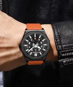 Curren Men Watches With Silicone Strap New Fashion Creative Quartz Casual Hollow Date Wristwatches For Male 1