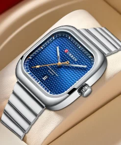 Curren Luxury Men Watch Japan Quartz Watch For Men Square Dial Stainless Steel Waterproof Male Wristwatch