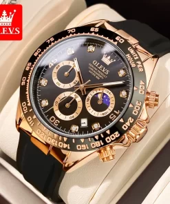 Olevs New Luxury Men S Watches Quartz Watch Silicone Sport Date Chronograph Waterproof Luminous Multifunction Men