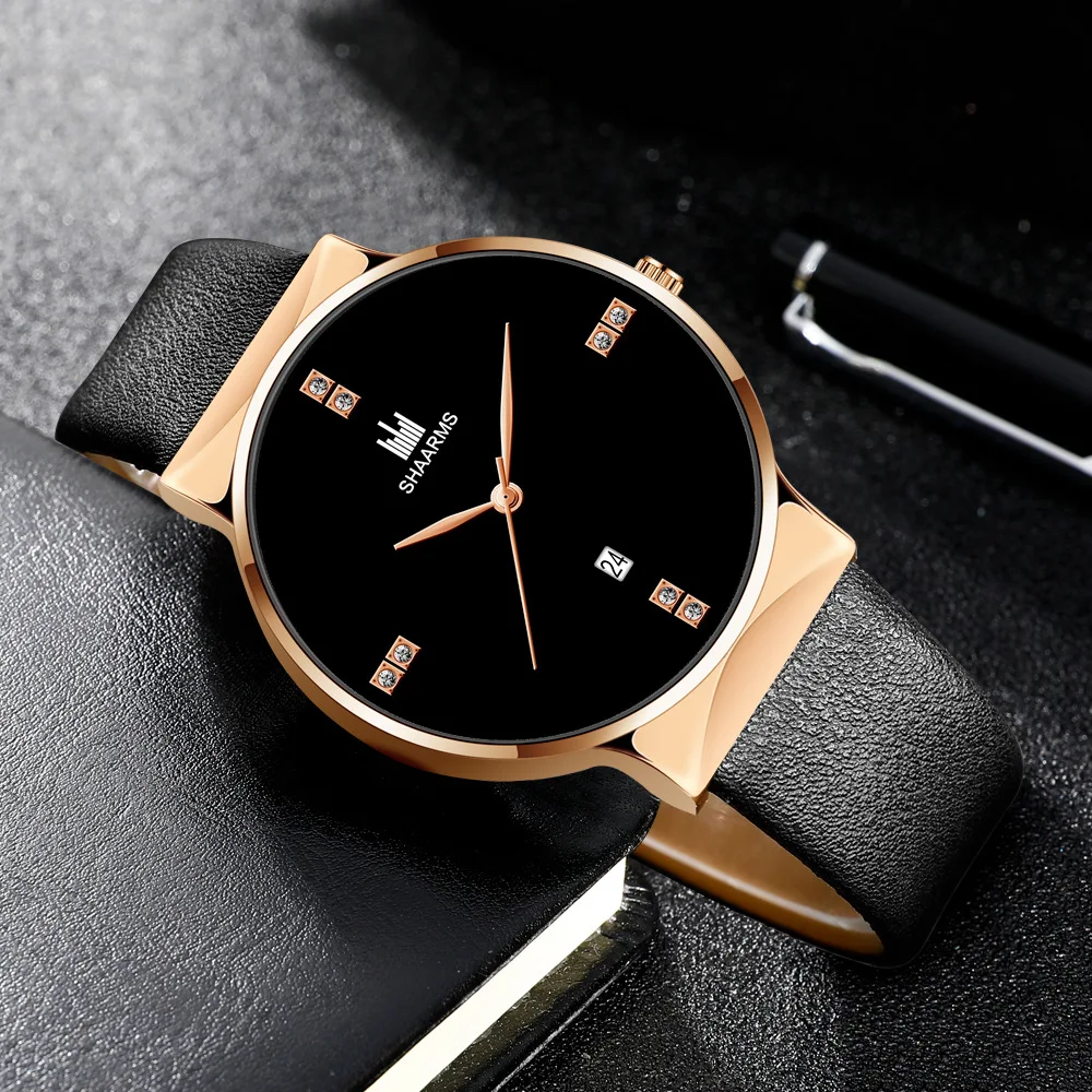 Top-Brand-SHAARMS-Men-s-Watch-Fashion-Metal-Dial-Quartz-Watch-with-Calendar-Leather-Watchband-Simple-1