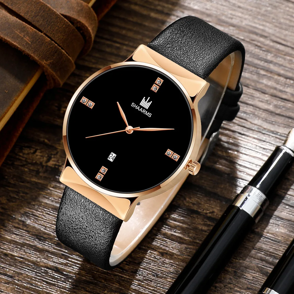 Top-Brand-SHAARMS-Men-s-Watch-Fashion-Metal-Dial-Quartz-Watch-with-Calendar-Leather-Watchband-Simple