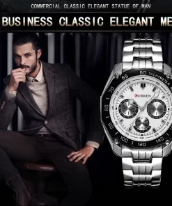Watch For Men Curren Luxury Brand Quartz Full Stainless Steel Strap Wristwatch Casual Military Sport Waterproof 1