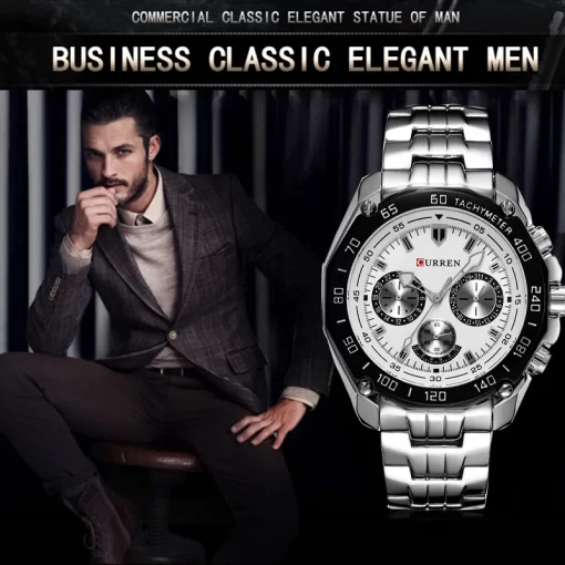 Watch For Men Curren Luxury Brand Quartz Full Stainless Steel Strap Wristwatch Casual Military Sport Waterproof 1